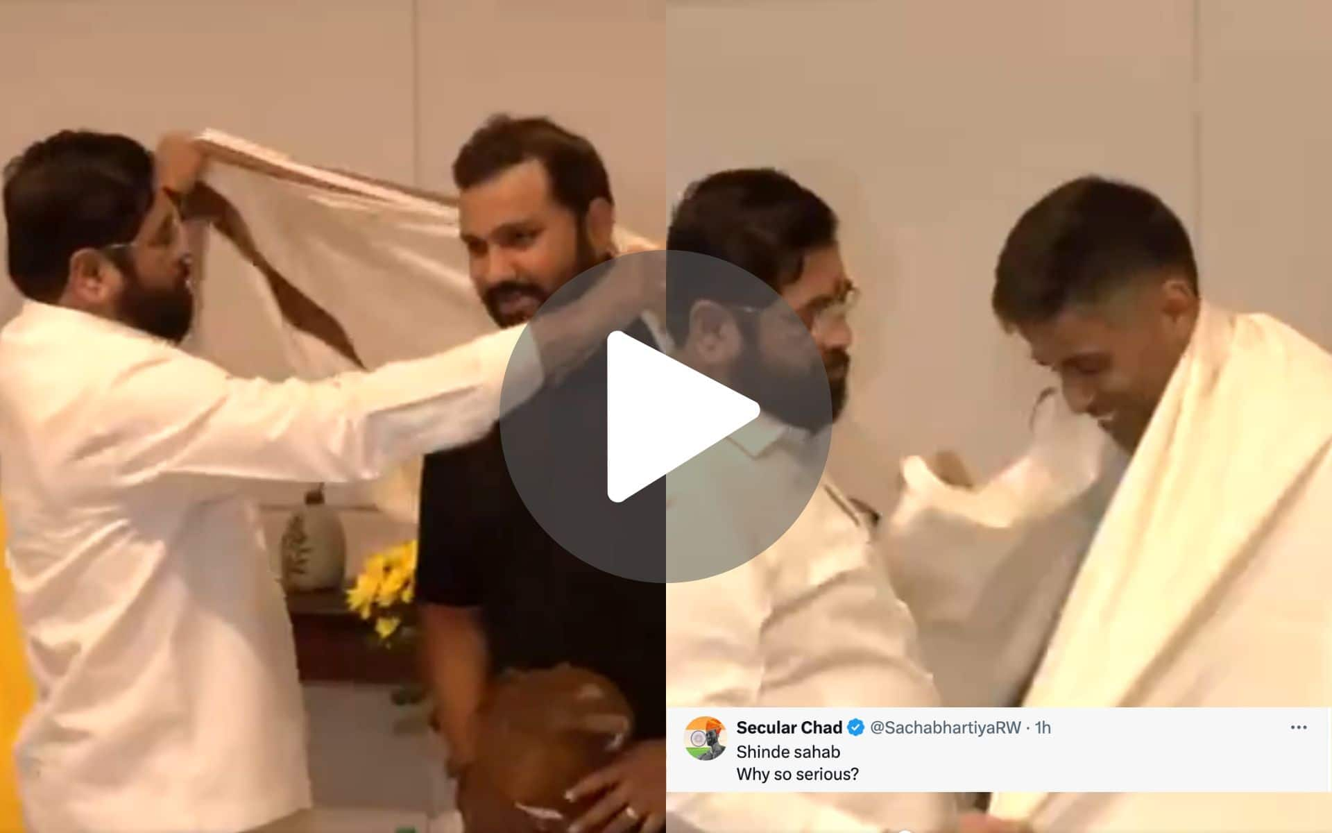 [Watch] Maharashtra CM Felicitates Rohit Sharma, SKY, Dube, Jaiswal; Gets Trolled For ‘Serious’ Face